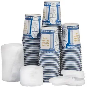 ふた付き使い捨て紙コーヒーカップ (ふた100個付き紙コップ100個) ホットドリンクに最適ティー & コーヒー