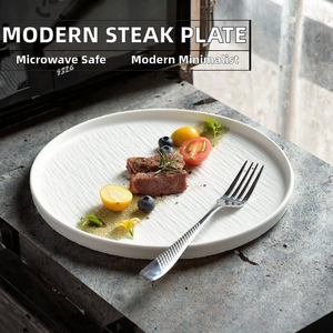Assiette de service moderne en porcelaine blanche à rebord haut, compatible micro-ondes, pour steak, style <span class=keywords><strong>japonais</strong></span>, pour <span class=keywords><strong>restaurant</strong></span> - Product Image 4