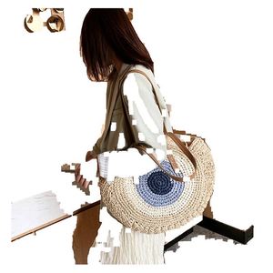 Sac bandoulière bohème en tissu tissé, sac en paille fait main pour femme, sac tissé personnalisé avec doublure - Product Image 1