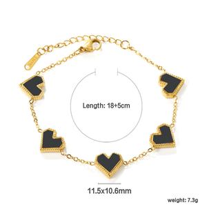 Wholesale Customizable 18 k Gold Plated Stainless Steel Shell Fashion Colorful <b>Love</b> Heart Bracelet Women Jewelry Charm Bracelet - Product Image 3