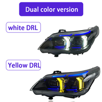 Pièce auto SJC pour BMW Série 5 E60 2003-2010, design LED style yeux de serpent V2, phare avant bicolore blanc/jaune