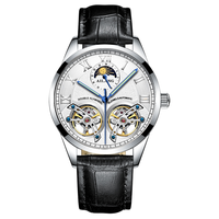 Montre mécanique de luxe AILANG pour hommes d'affaires, design double tourbillon, mode phase de lune automatique, acier inoxydable, montre OEM