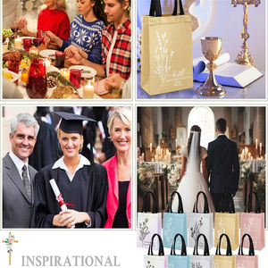 Bolsas de regalo no tejidas con versículo de la Biblia Floral medio, bolsos de bienvenida de pedido personalizado para Iglesia, <span class=keywords><strong>Semana</strong></span> <span class=keywords><strong>Santa</strong></span>/Domingo de Pascua, Material de PP - Product Image 2