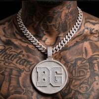 Nouvel Arrivage Pendentif Hip Hop Rond de Luxe en Argent Sterling 925 entièrement pavé de Moissanite pour Hommes Streetwear Vente en Gros