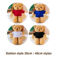 Vente en gros d'ours en peluche, poupée en peluche, petit ours habillé avec impression de logo, fabriqué en Chine pour les événements et les cadeaux pour enfants