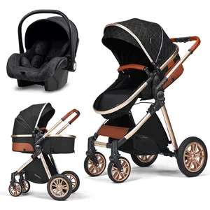 Thời trang bé kinderwagen 3 trong 1 nhỏ gọn Xe đẩy sang trọng pram cho trẻ sơ sinh