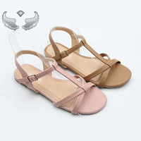 Prix d'usine bon marché Sandales décontractées en cuir artificiel pour femmes Chaussures Sandales pour dames Sandales plates d'été à la mode pour femmes et dames