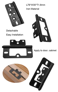 Bisagra silenciosa sin mortaja de níquel satinado para gabinetes contemporáneos 76x35mm, para puertas de cocina contemporáneas, contraventanas, sala de estar y dormitorio - Product Image 5
