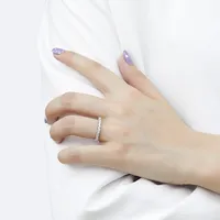 MuShan Sieraden 925 Sterling Zilveren Ringen Bands Verlovingsring 5A Zirconia Haar Valentijnsdag Vrouwen Cadeau
