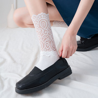 Chaussettes en dentelle Fashion Crew respirantes noires et blanches style princesse douce pour femmes Lolita