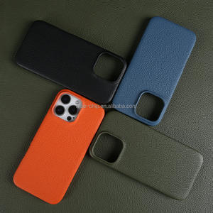 Étui de téléphone en cuir véritable à motif litchi de qualité supérieure avec protection contre les chutes et aimant puissant pour iPhone 17 16 15 Pro Max - Product Image 2