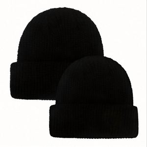 Gorros de Punto Cálidos de Invierno de Color Sólido al por Mayor, Gorros Lisos para Padres e Hijos - Product Image 4