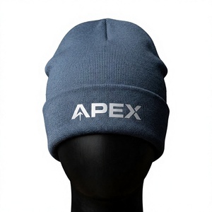Men's Blue Beanie Hat Knit Cuffed <b>Winter</b> <b>Cap</b> Streetwear Unisex Custom Logo Wholesale Fashion - Product Image 1