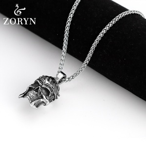 Collares con Colgante de Calavera de Guerrero Espartano de Acero Inoxidable, Joyería de Moda de Acero de Titanio Estilo Vikingo Gótico Punk Vintage para Hombre - Product Image 2