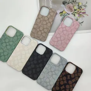 Thương Hiệu Sang Trọng Thiết Kế PU Da Cover Quay Lại Trường Hợp Điện Thoại Cho Iphone 15 14 Pro Max 13 12 11 X XR XS 7 8 Thời Trang Funda