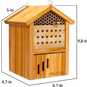บ้านแมลงไม้โพลลิบี 15.5x17x25 ซม. บ้านแมลงไม้เนื้อแข็งสำหรับแขวนตกแต่งสวนกลางแจ้ง - Product Image 4