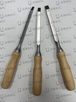 Ensemble de ciseaux à mortaiser professionnels de qualité supérieure pour la sculpture sur bois, outils de haute dureté avec manche en frêne 60CRV (3 pièces)