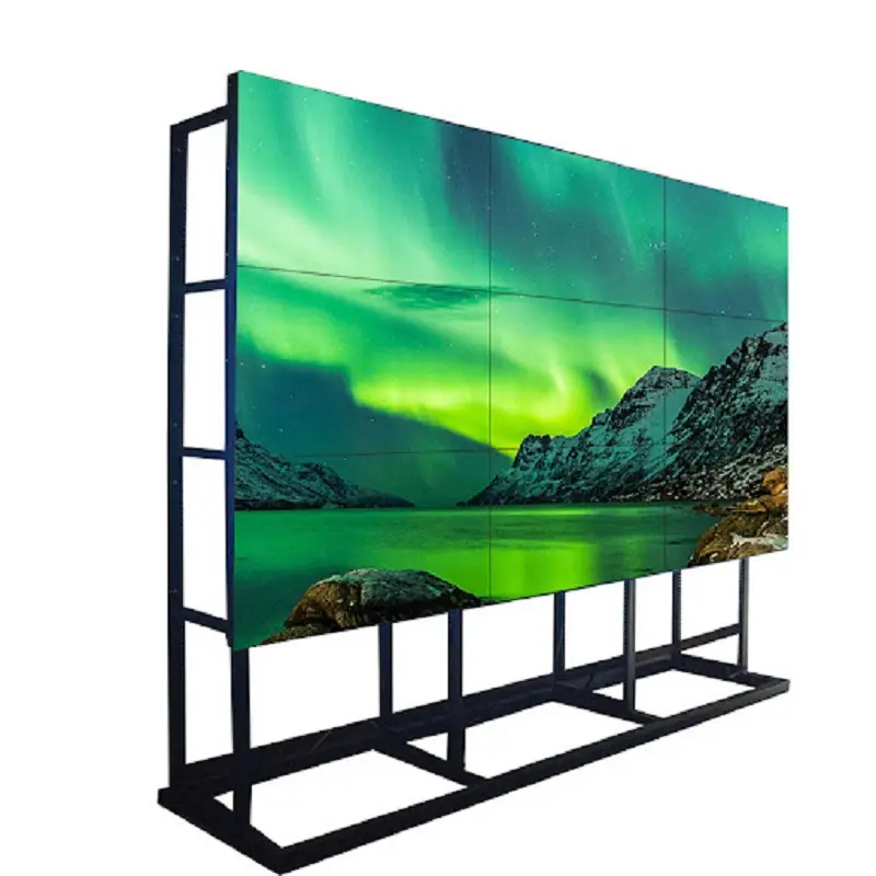 Video duvar monitörü 55 inç kapalı Ultra ince çerçeve 3.5mm ekleme ekran LED Video duvar LCD TV duvar