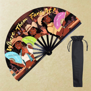 Éventail pliant de danse Kung Fu de style euro-américain, 33 cm, imprimé polyester, pour la danse américaine et espagnole, produit transfrontalier très vendu - Product Image 3