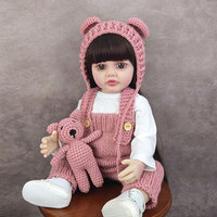 Muñeca de Vinilo de Simulación de Bebé de 55 cm, Regalo del Día del Niño para Niñas, Muñeca Reborn con Pelo Largo para Acompañar el Baño