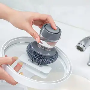 家庭用キッチン液体洗浄ポットブラシ食器洗いポットプレス石鹸ディスペンシングブラシシンクボールポットクリーニングブラシ