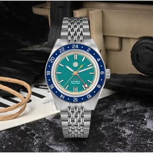 Reloj de Hombre San Martin SN0116G Vintage con Bisel de Aluminio Desgastado, Movimiento Automático Mecánico NH34 GMT, Retro, Cristal de Zafiro, Resistente al Agua 100m - Product Image 4