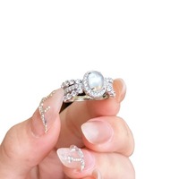 Nouvelle bague ronde rétro chinoise en calcédoine et jade 2026, entièrement ornée de strass, ensemble de luxe léger et tendance