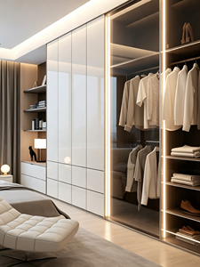 Armadi XINGRUO per Camera da Letto con Ante in Vetro, Guardaroba Integrato con Illuminazione LED Interna e Ripiani per Casa Moderna - Product Image 2