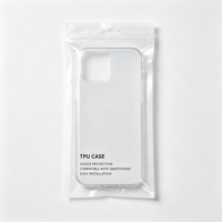 Sachet refermable transparent à trois soudures latérales avec trou de suspension pour étui de téléphone portable, pochette de présentation anti-poussière pour la vente au détail