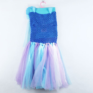 Disfraz <span class=keywords><strong>de</strong></span> Halloween para Niñas, Falda <span class=keywords><strong>de</strong></span> Princesa Sirena, Vestido <span class=keywords><strong>de</strong></span> Tul con Degradado Azul y Morado, con Varita Mágica, Inspirado en TV y Películas - Product Image 2