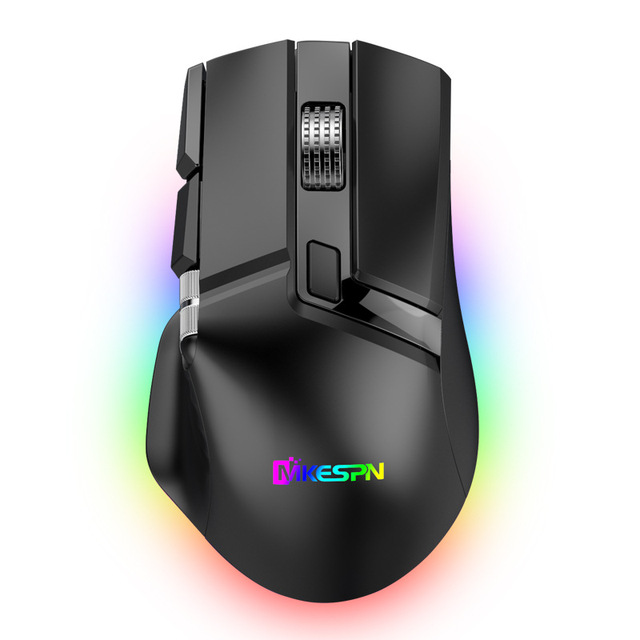 MKESPN W13 RGB Wireless Three Mode Gaming Mouse 10Keys Double Wheel Sway Macro Ergonomic Design Mouse for Computer/Laptop