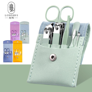 Set de <span class=keywords><strong>Manicura</strong></span> Longhui 7 en 1, Set de 7 Piezas de Cortaúñas de Acero Inoxidable, <span class=keywords><strong>Kit</strong></span> de <span class=keywords><strong>Pedicura</strong></span> Color Caramelo con Bolsa de Cuero Portátil con Logotipo - Product Image 1