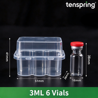 Kotak Penyimpanan Vial Plastik PP Transparan 3ml 2 Slot Tenspring, Tutup Snap, Logo Custom Tersedia, Bentuk Persegi Panjang untuk Kemasan Perjalanan