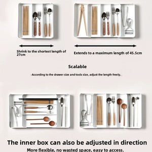 Organizador Multifuncional Estilo Japonés, Cajón de Plástico con Compartimentos, Caja de Almacenamiento Retráctil, Caja Divisoria para Utensilios de Cocina - Product Image 2