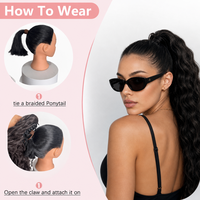 Perruque queue de cheval à pince tendance, style africain, cheveux longs bouclés avec boucles spirales serrées, postiche en fibre synthétique