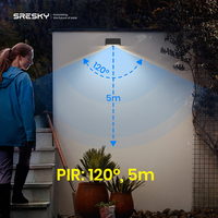Lampu Gerbang Halaman Tenaga Surya Sresky Outdoor 1000LM 4 Mode Pencahayaan Sensor Lampu Dinding Mini