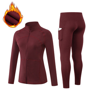 A147 Ensemble de survêtement chaud pour <span class=keywords><strong>femme</strong></span>, tenue de sport respirante pour le jogging et le yoga, sous-vêtements <span class=keywords><strong>thermiques</strong></span> d'hiver, vêtements de sport pour <span class=keywords><strong>femme</strong></span>, tenue de gym - Product Image 6
