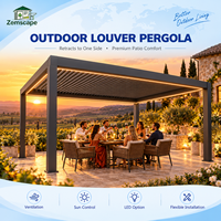 Pergola motorisée robuste avec toit à persiennes, auvent métallique ventilé pour club de campagne, jardin, patio, terrasse et espace de vie