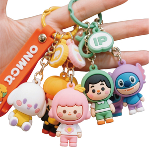 Wholesale PVC Soft Rubber Custom 2D 3D Three-Dimensional Plastic Key Chains Cute Cartoon Anime Character Modeling Keyring