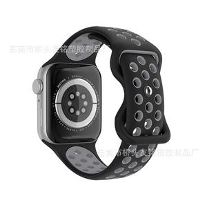 Cintura con foro sportivo a doppio colore in Silicone per <span class=keywords><strong>Apple</strong></span> <span class=keywords><strong>Watch</strong></span> serie 11 10 9 8 7 <span class=keywords><strong>6</strong></span> 5 bracciale 4 cinturino per IWatch 40mm 46mm - Product Image 4