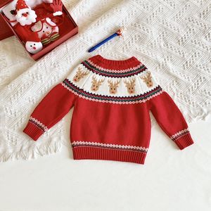 <span class=keywords><strong>Pull</strong></span> de fête de Noël pour bébés et enfants garçons et filles <span class=keywords><strong>Pull</strong></span> en pur coton cerf fait main Jacquard pour le nouvel an - Product Image 3