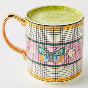 Tasses en céramique de café de salle à manger fine de luxe tasse imprimée papillon décor à la maison pour l'utilisation du thé et du lait - Product Image 1