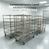 Chariot de stockage mobile multi-niveaux en acier inoxydable pour aliments surgelés, idéal pour la transformation de la viande et les chambres froides