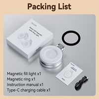 Mini lampe de remplissage TELESIN rechargeable, 3 modes réglables, 180° °    Anneau lumineux magnétique pour selfie de téléphone portable avec miroir intégré