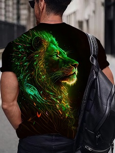 Maglietta <span class=keywords><strong>da</strong></span> uomo con stampa <span class=keywords><strong>leone</strong></span>, maglietta girocollo Casual a manica corta, <span class=keywords><strong>abbigliamento</strong></span> <span class=keywords><strong>da</strong></span> uomo per l'estate all'aperto - Product Image 2
