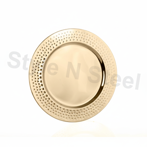 Wholesale scalloped charger plate Commercial Industrial Large Stainless Steel Color <b>Enamel</b> Eco-Friendly LFGB Certified Serving - Product Image 1