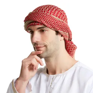 Muslim Hijab Scarf Men Islamic Shawls Headband Saudi Arab Dubai Traditional Islamic Accessories Male Headscarf Prayer Wear