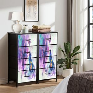 Cómoda abstracta de mariposas de acuarela elegante Almacenamiento de Metal con 4 cajones estilo de madera MDF para sala de estar dormitorio decoración del hogar - Product Image 5