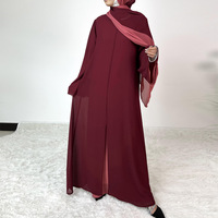 Ensemble Abaya Modeste Nouveau Design pour Femmes Musulmanes, Robe Maxi à Couleurs Contrastées avec Hijab Assorti