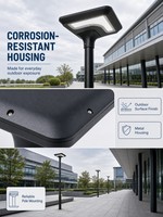 Lampe solaire LED 20W à émission latérale pour jardin, borne lumineuse IP65 pour cour, parc et allée extérieure